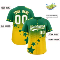 Kelly Green Gold White Rising Stars Gradient Baseball Jersey 2