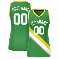 Women's Kelly Green Gold-White Slash Mesh Basketball Jersey 1