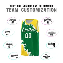 Kelly Green Gold-White Sparkle Print Basketball Kits 4