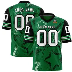 Kelly Green Gold White Star Pattern Football Jersey 1
