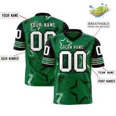 Kelly Green Gold White Star Pattern Football Jersey 2