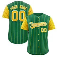 Kelly Green Gold-White Stripe Raglan Sleeves Baseball Jersey 1