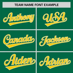 Kelly Green Gold-White Stripe Raglan Two-Button Softball Jersey 3