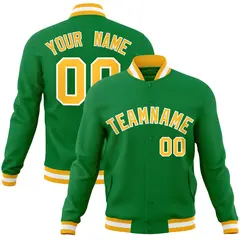 Kelly Green Gold-White Varsity Full-Snap Letterman Jacket
