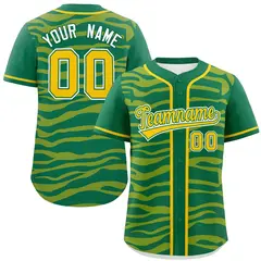 Kelly Green Gold Zebra Graffiti Authentic Baseball Jersey