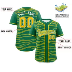 Kelly Green Gold Zebra Graffiti Authentic Baseball Jersey 2
