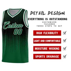 Kelly Green Gradient Dots Pattern Team Basketball Jersey 2