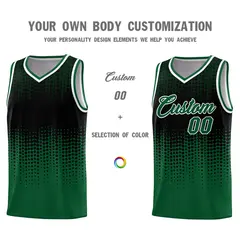 Kelly Green Gradient Dots Pattern Team Basketball Jersey 3
