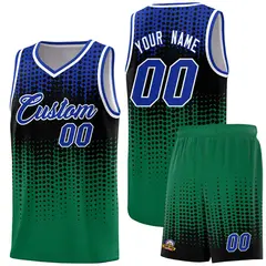 Kelly Green Gradient Dots Pattern Team Basketball Jersey 1