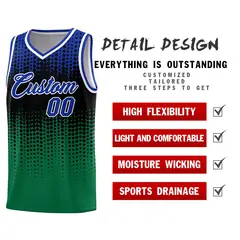 Kelly Green Gradient Dots Pattern Team Basketball Jersey 2