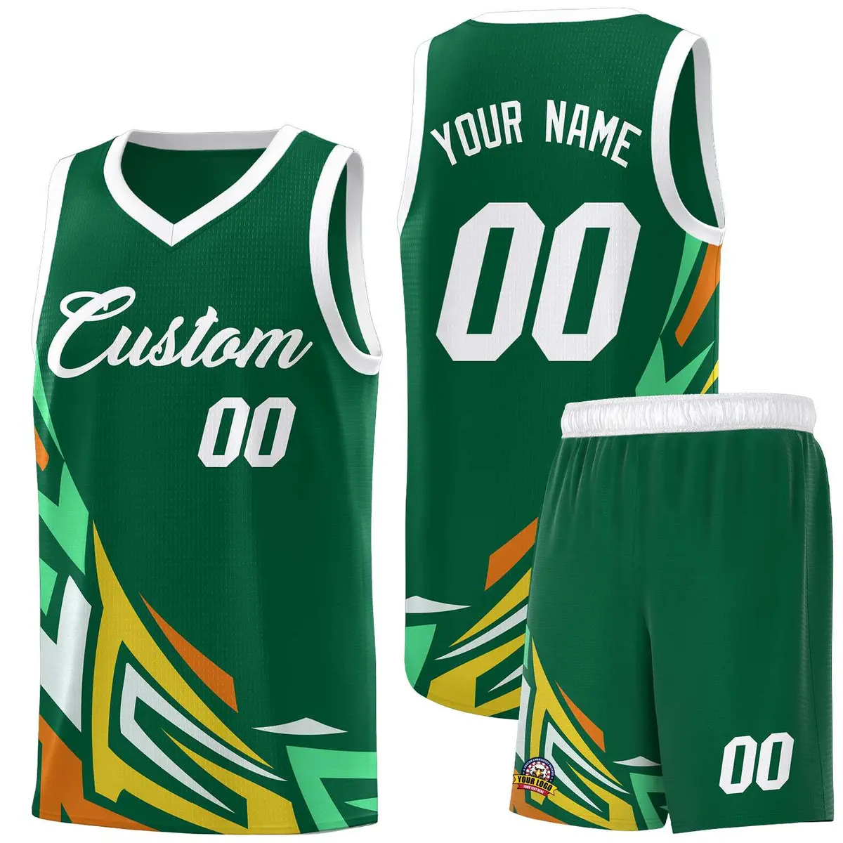 Kelly Green Gradient Graffiti Pattern Basketball Jersey
