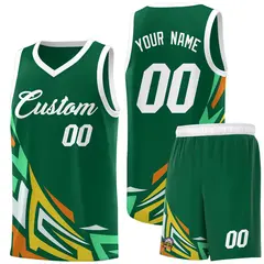 Kelly Green Gradient Graffiti Pattern Basketball Jersey 1