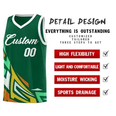 Kelly Green Gradient Graffiti Pattern Basketball Jersey 2