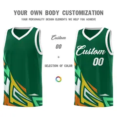 Kelly Green Gradient Graffiti Pattern Basketball Jersey 3