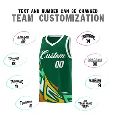 Kelly Green Gradient Graffiti Pattern Basketball Jersey 4
