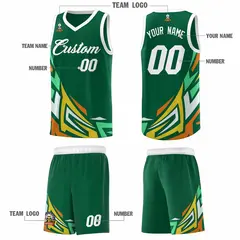Kelly Green Gradient Graffiti Pattern Basketball Jersey 5