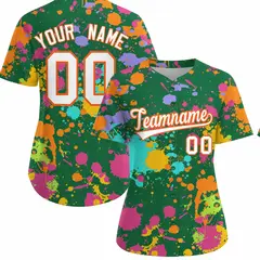 Kelly Green Graffiti Fashion Baseball Jersey For Women