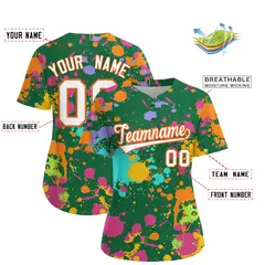 Kelly Green Graffiti Fashion Baseball Jersey For Women 2