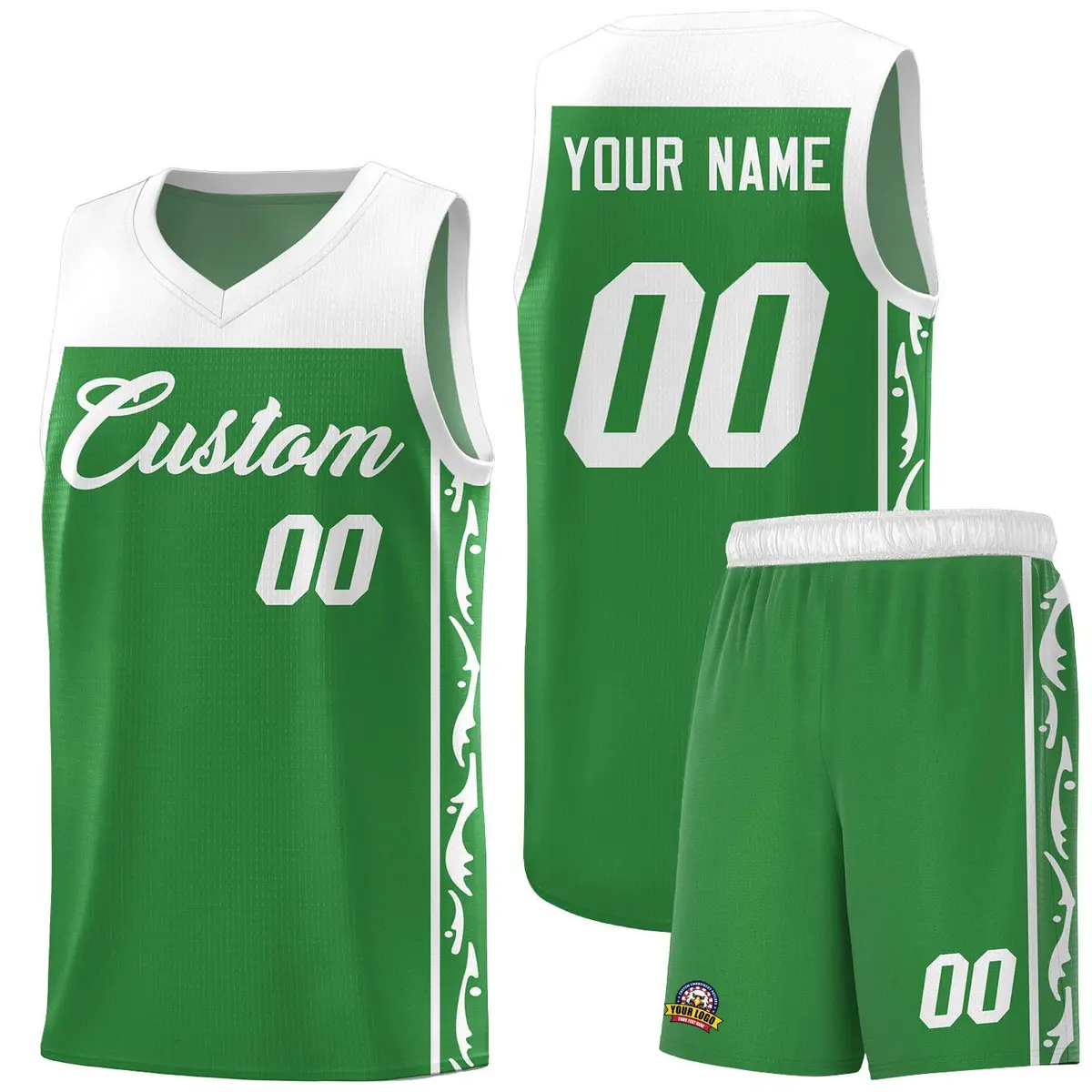 Kelly Green Graffiti Side Pattern Basketball Jersey