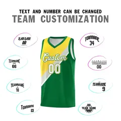 Kelly Green Gray Diagonal Stripes Color Block Basketball Jersey 4