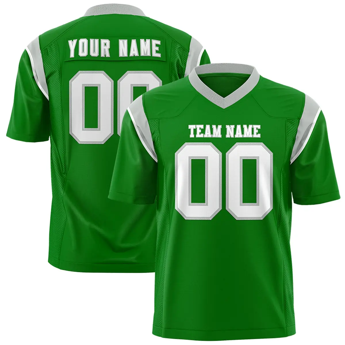 Kelly Green Gray Shoulder Cut Two-Tone Flag Football Jersey