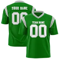 Kelly Green Gray Shoulder Cut Two-Tone Flag Football Jersey 1