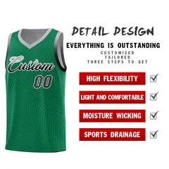 Kelly Green Gray Wave Pattern Basketball Uniform Jersey 2