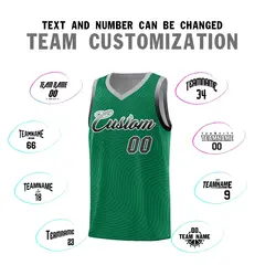 Kelly Green Gray Wave Pattern Basketball Uniform Jersey 4