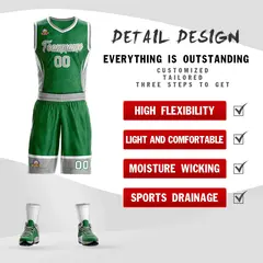 Kelly Green Gray White Graffiti Lightning Basketball Jersey 2