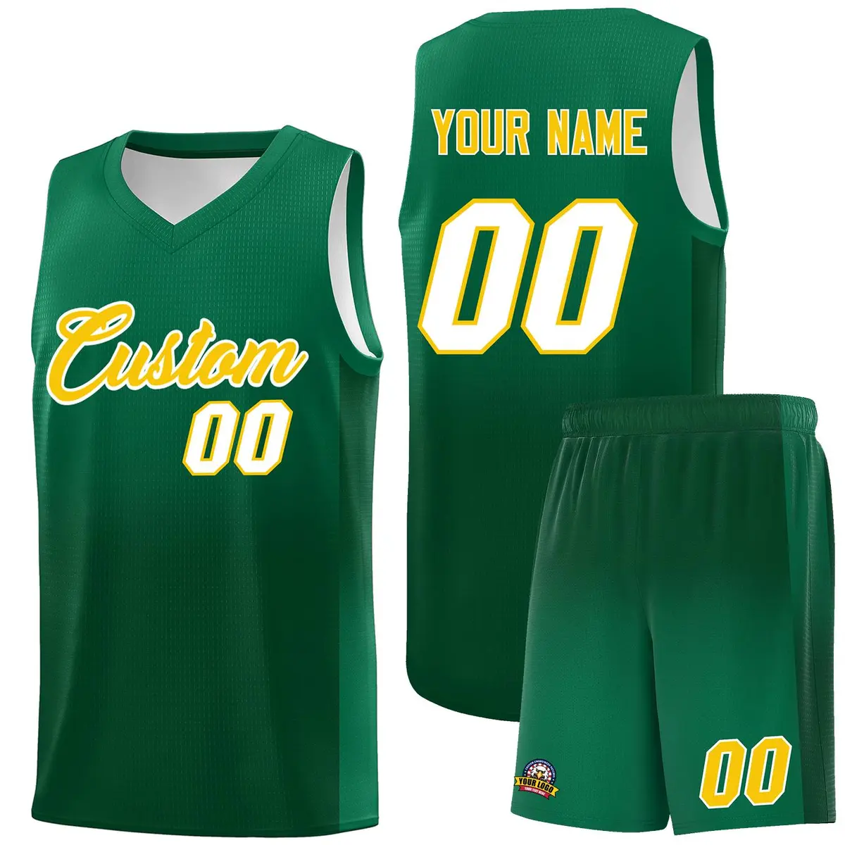 Kelly Green Green Gradient Sports Uniform Basketball Jersey