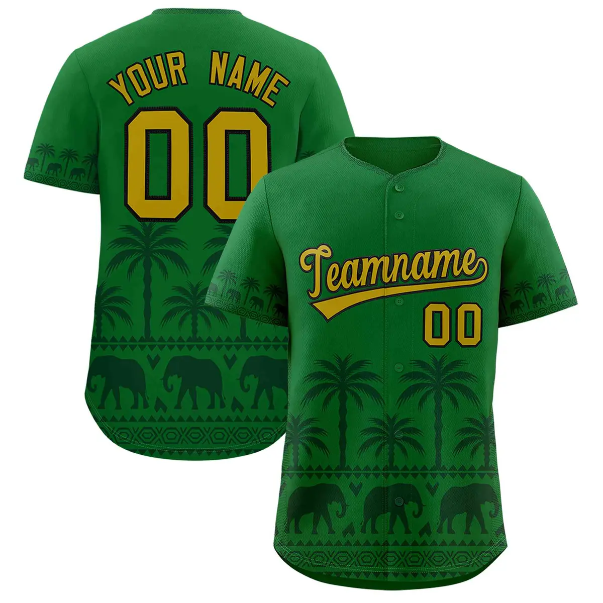 Kelly Green Green Graffiti Pattern Bossinia Baseball Jersey