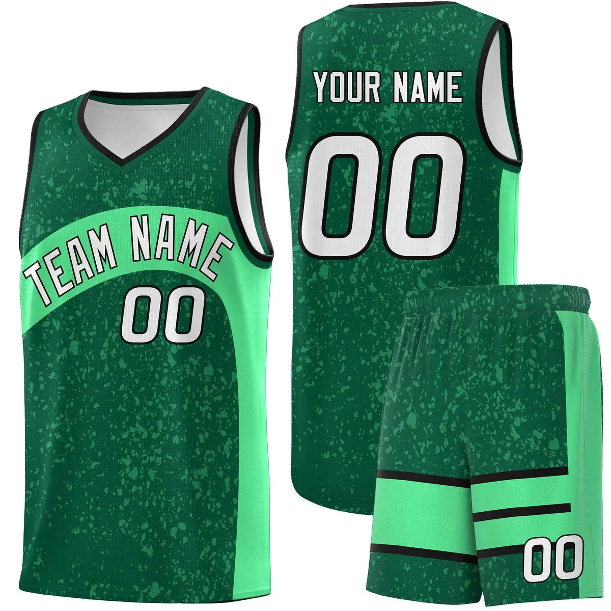 Kelly Green Green Irregular Dot Graffiti Basketball Jersey