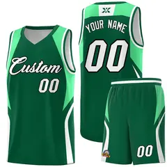 Kelly Green Green White Color Block Basketball Jersey 1