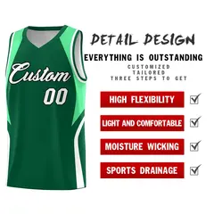 Kelly Green Green White Color Block Basketball Jersey 2