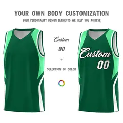 Kelly Green Green White Color Block Basketball Jersey 3