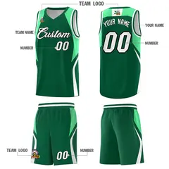 Kelly Green Green White Color Block Basketball Jersey 5