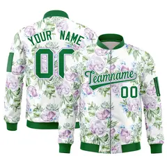 Kelly Green Hawaii Full-Zip Varsity Letterman Bomber Jacket
