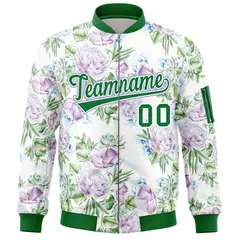 Kelly Green Hawaii Full-Zip Varsity Letterman Bomber Jacket 3