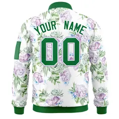 Kelly Green Hawaii Full-Zip Varsity Letterman Bomber Jacket 4