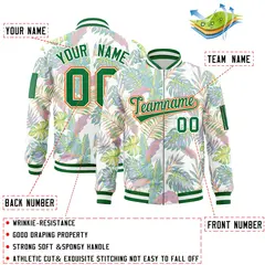Kelly Green Hawaii Full-Zip Varsity Letterman Bomber Jacket 2