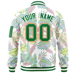 Kelly Green Hawaii Full-Zip Varsity Letterman Bomber Jacket 4