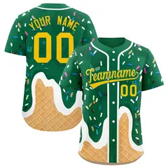 Kelly Green Ice Cream Cone Graffiti Fashion Baseball Jersey