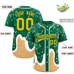Kelly Green Ice Cream Cone Graffiti Fashion Baseball Jersey 2