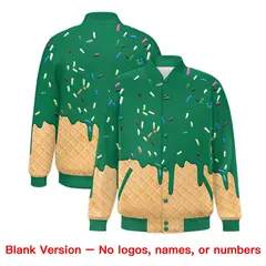 Kelly Green Ice Cream Cone Graffiti Full-Snap Varsity Letterman Jacket 7