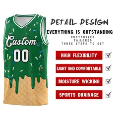 Kelly Green Ice Cream Element Pattern Basketball Kits 2