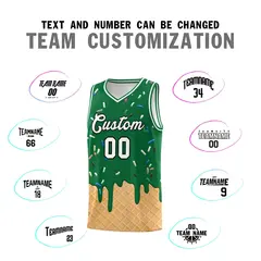 Kelly Green Ice Cream Element Pattern Basketball Kits 4