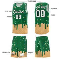 Kelly Green Ice Cream Element Pattern Basketball Kits 5