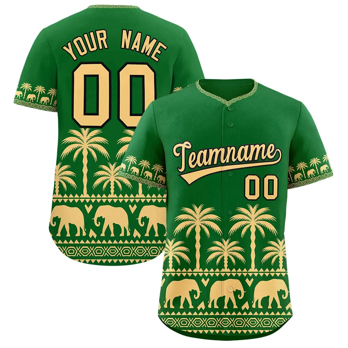 Kelly Green Khaki Graffiti Pattern Bossinia Baseball Jersey