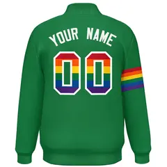 Kelly Green LGBT Rainbow Pride Letterman Baseball Jacket 4