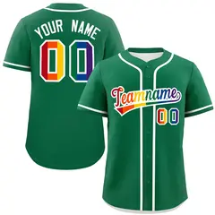 Kelly Green LGBT Rainbow Pride Month Baseball Jersey